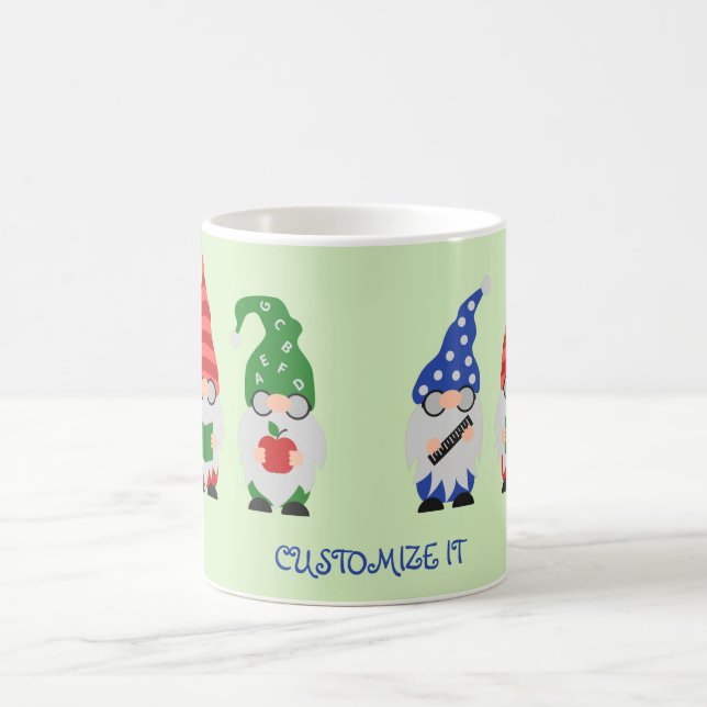 Retour à l'école Gnomes on Green Coffee Mug (Centre)