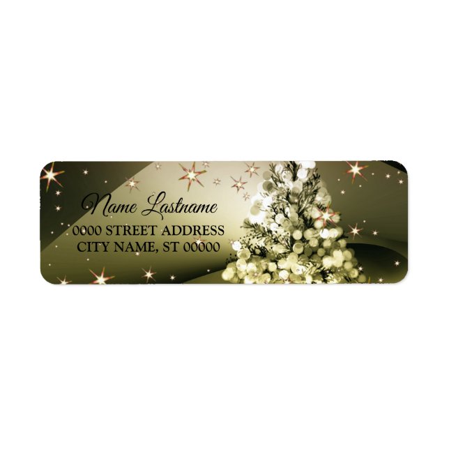 Retour Adresse Arbre doré de Noël Étoiles brillant (Devant)