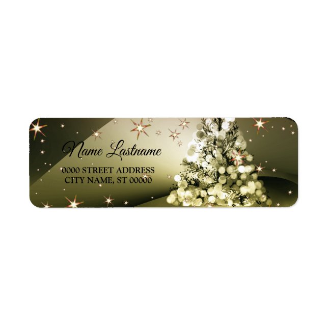 Retour Adresse Arbre doré de Noël Étoiles brillant (Devant)