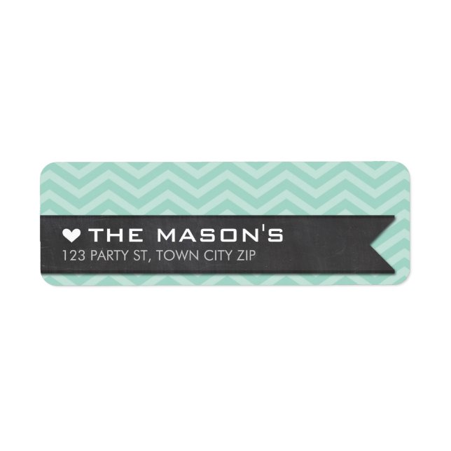RETOUR ADRESSE chevron zigzag menthe tableau noir  (Devant)