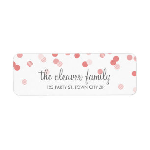 RETOUR ADRESSE confetti poka point corail rose gri