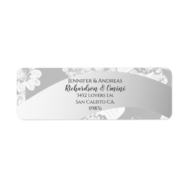 Retour/adresse du mariage Couple Blanc/gris clair (Devant)