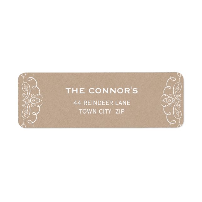 RETOUR ADRESSE ÉTIQUETTES élégant kraft blanc (Devant)