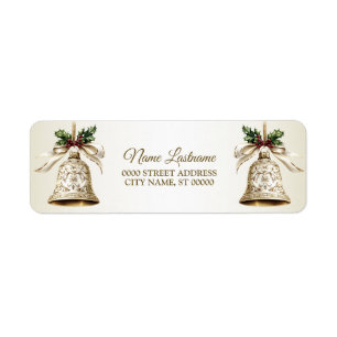 Retour Adresse Golden Christmas Bell Shiny Stars