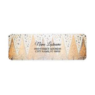 Retour Adresse Golden Christmas Trees Snowflakes