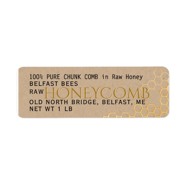 Retour Adresse Kraft Honeycomb ou Comb Honey Étiqu (Devant)