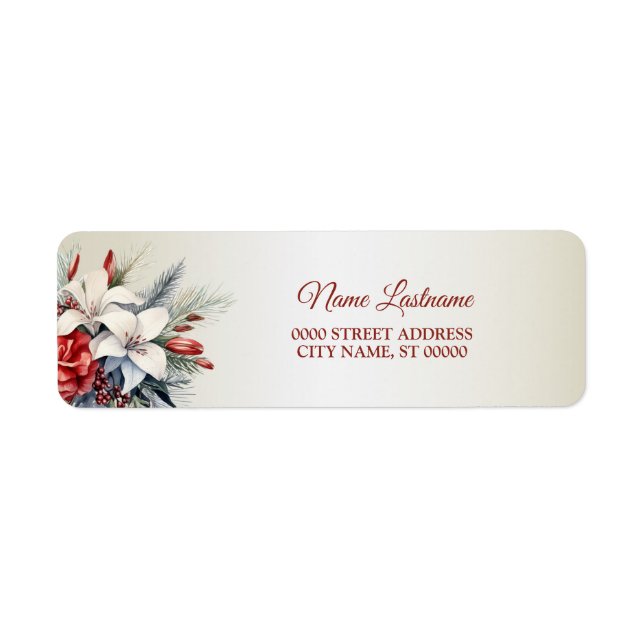 Retour Adresse Noël Fête Fleurs rouges blanches (Devant)