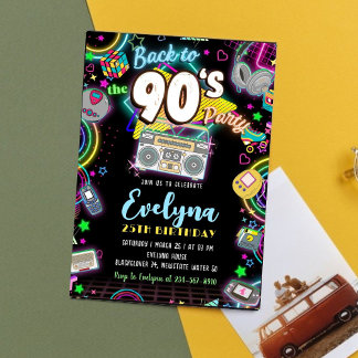 Retour aux années 90 80 Anniversaire Invitation de