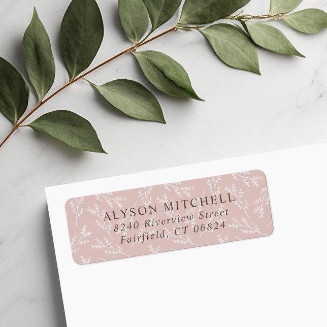 Retour d'adresse botanique Blush élégant (Créateur téléchargé)