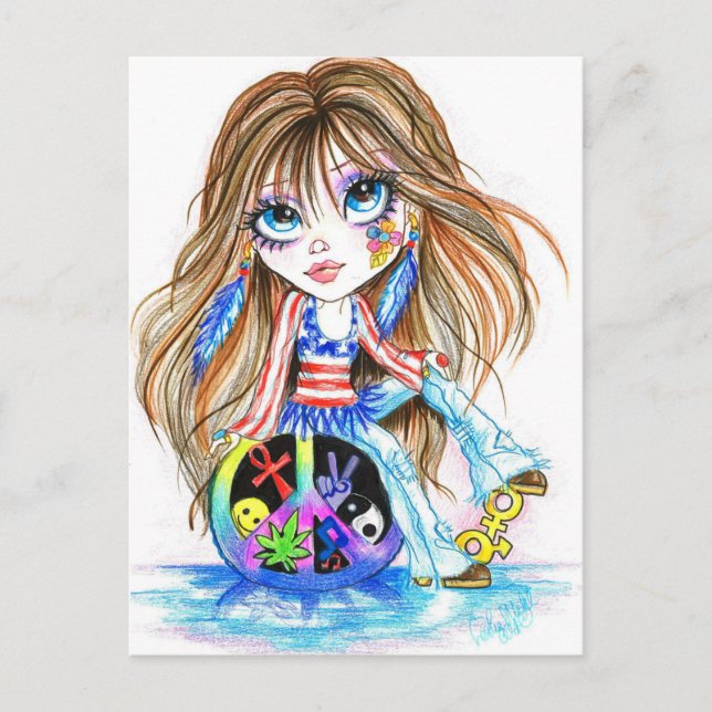Retour Dans Le Jour Hippie Imaginaire Art Carte Po (Devant)