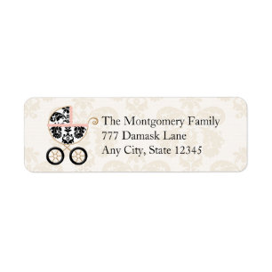 Retour rose et noir de voiture d'enfant de damass