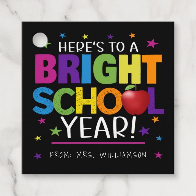 Retourner À L'École Étiquette Cadeau, Bright Schoo (Devant)