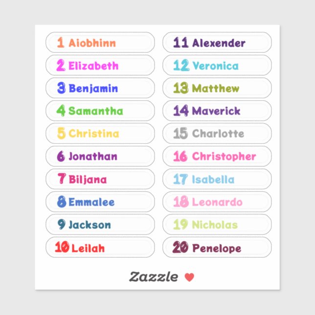Retourner à l'école Stickers de noms multiples per (Feuille)