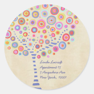 Retourner l'adresse Candy Retro Tree Étiquette Sti