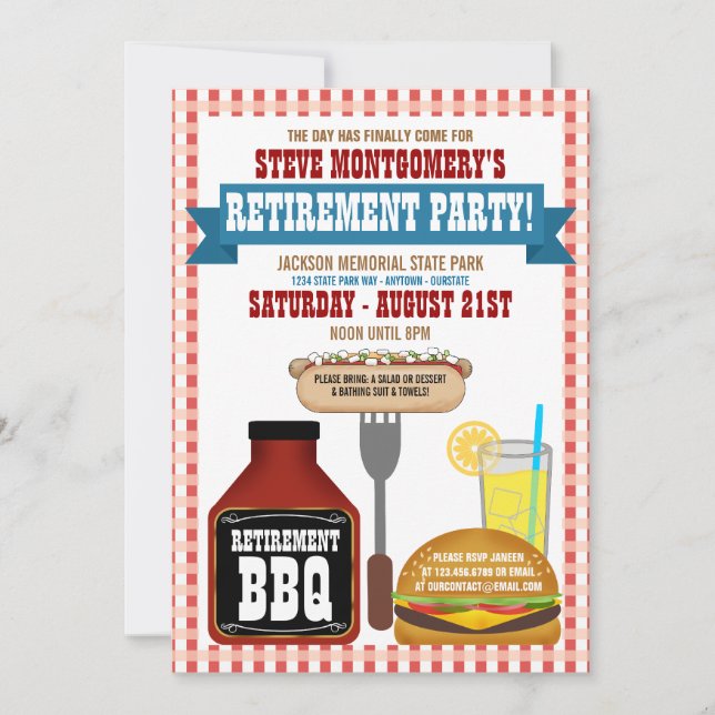 Retraite d'été Invitations du Barbeque Party (Devant)