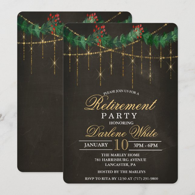 Retraite Hiver Fête Invitation (Devant / Derrière)