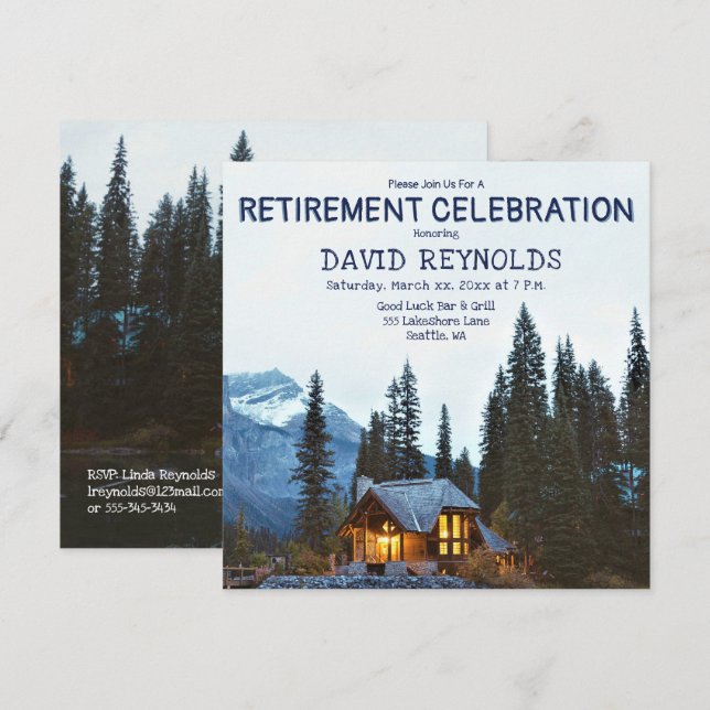 Retraite - Maison rustique - Invitation de fête (Devant / Derrière)
