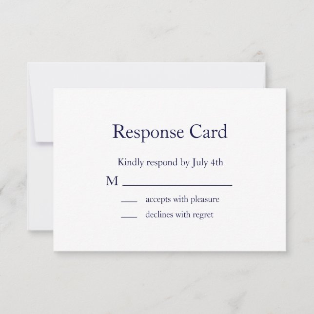 Retraite Monogramme moderne RSVP (marine) (Devant)