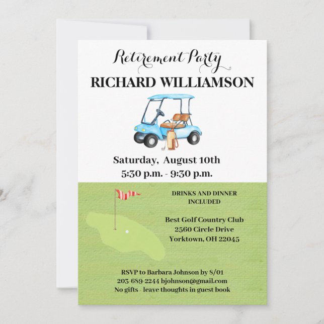 Retraite Party Golf Party Invitation (Devant)