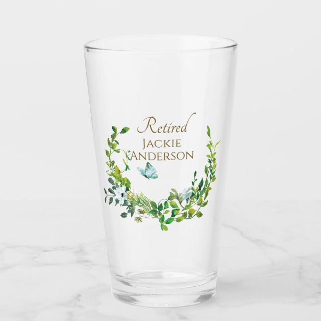 Retraite personnalisée Verre de bière Feuille bota (Devant)