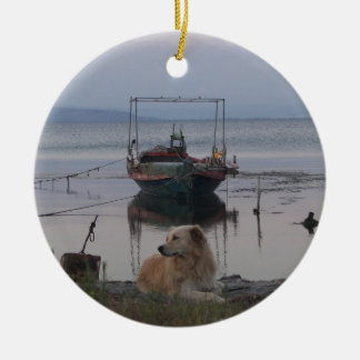 Retriever by the sea. ceramic ornament
