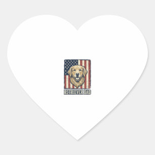 Retriever Dad Vintage Dog Flag Shirt Design_1 Heart Sticker