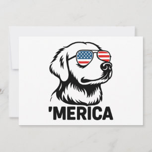 Retriever Dog 4th Of July Merica Invitation
