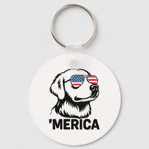 Retriever Dog 4th Of July Merica Keychain