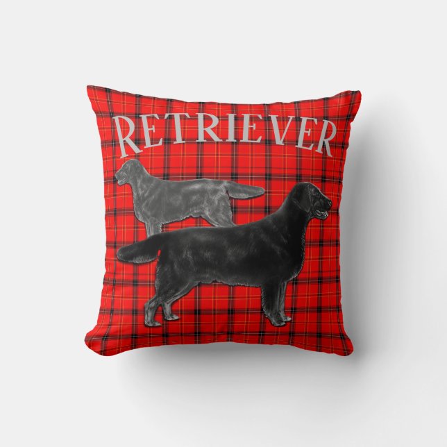 Retriever Dogs On Plaid Throw Pillow (Front)