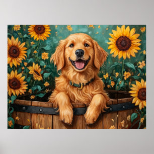 Retriever in a barrel poster