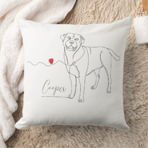 Retriever Pet Line Art with Name Throw Pillow