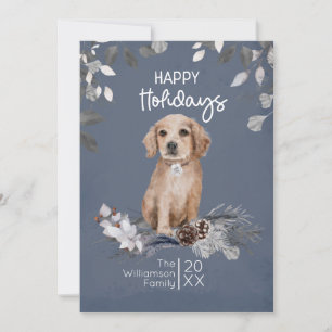 Retriever Puppy Watercolor Happy Holiday Card
