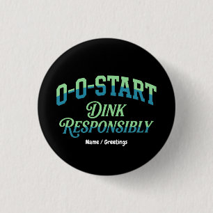 Retro 0-0-Start Court Aesthetic Minimal Pickleball 1 Inch Round Button
