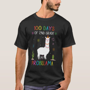 Retro 100 Days Of 2nd Grade No Probllama Llama Sec T-Shirt