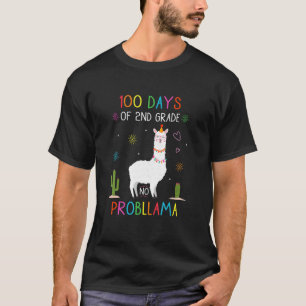 Retro 100 Days Of 2nd Grade No Probllama Llama Sec T-Shirt