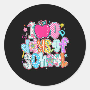Retro 100 Days Of School Coquette Happy 100th Day Classic Round Sticker