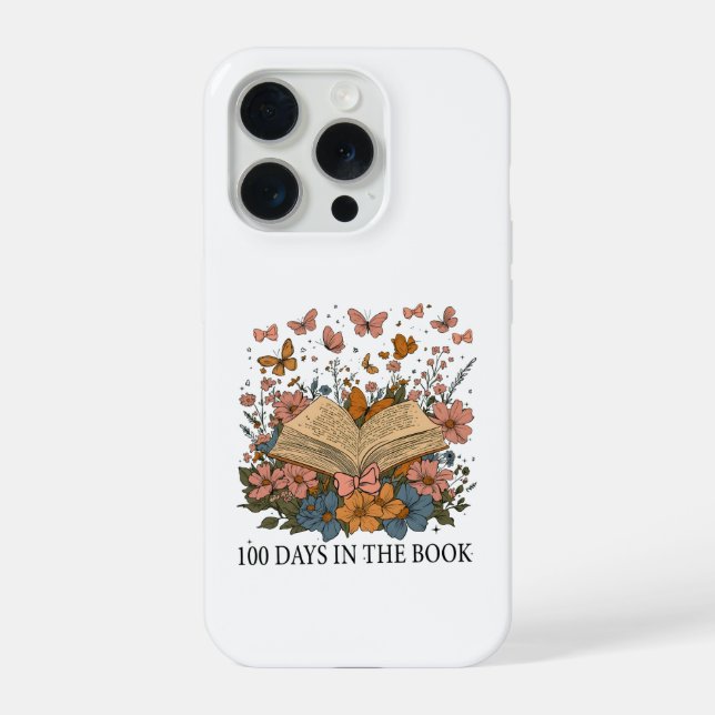 Retro 100 Days Of School Flower Butterfly Theme iPhone Case (Back)