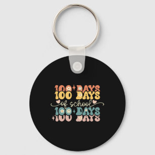 Retro 100 Days Of School Groovy Teacher 100th Day Keychain