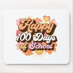 Retro 100 Days Of School Teachers Kids Groovy 100t Mouse Pad