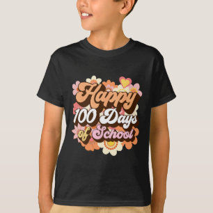 Retro 100 Days Of School Teachers Kids Groovy 100t T-Shirt