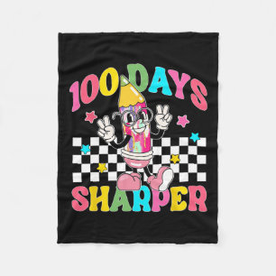 Retro 100 Days Sharper Little Pencil 100th Day Of Fleece Blanket
