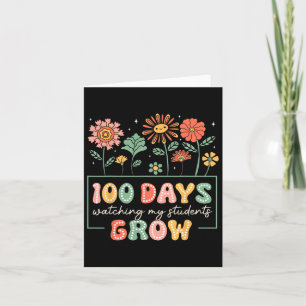 Retro 100 Days Watching My Students Grow 100th Day Card