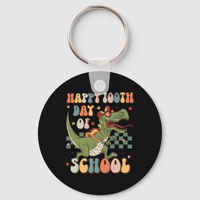 Retro 100th Day Of School 100 Days Of School Cute  Keychain (Front)