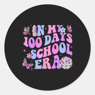 Retro 100th Day Of School Teacher Kid 100 Days Of Classic Round Sticker