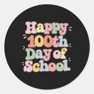 Retro 100th Day Of School Teachers Kids Cute Happy Classic Round Sticker