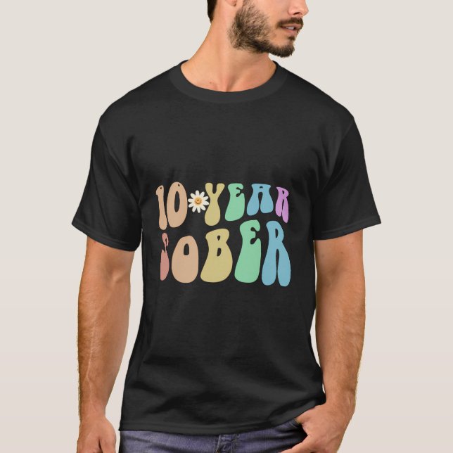 Retro 10 Year Sober Since 2013 Celebrate Ten Year  T-Shirt (Front)