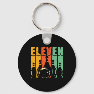 Retro 11th Birthday Bowling Design Turning 11 Bowl Keychain