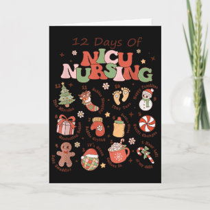Retro 12 Days Of Nicu Nursing Christmas Nicu Nurse Card
