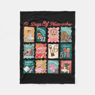 Retro 12 Days Of Nutcracker Ballet Fairy Plum Ging Fleece Blanket