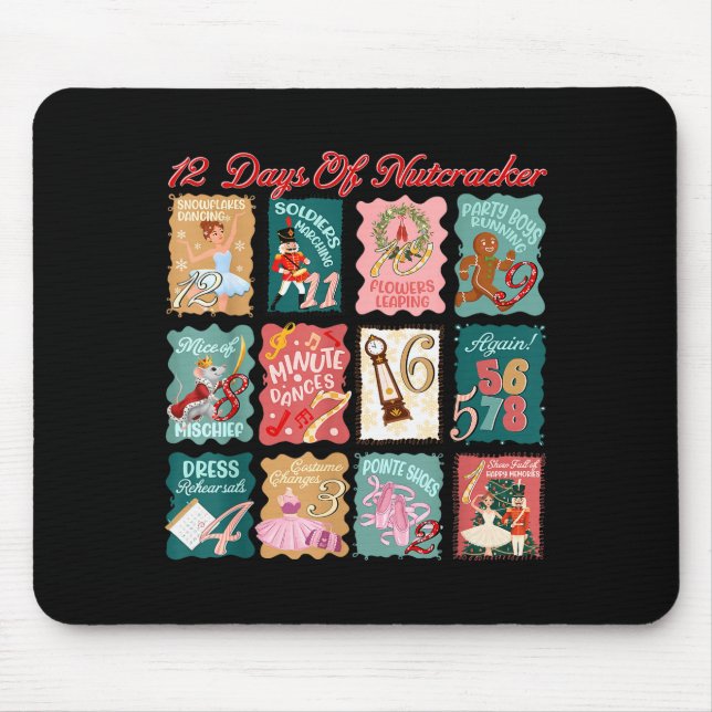 Retro 12 Days Of Nutcracker Ballet Fairy Plum Ging Mouse Pad (Front)